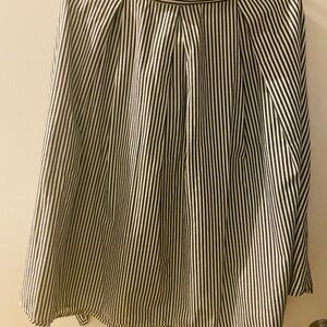 See You Monday Black and White Vertical-Striped Midi Skirt